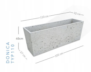 Záhradný kvetináč - PASOŃ kvetináč 110 cm x 32 x 40 cm betón